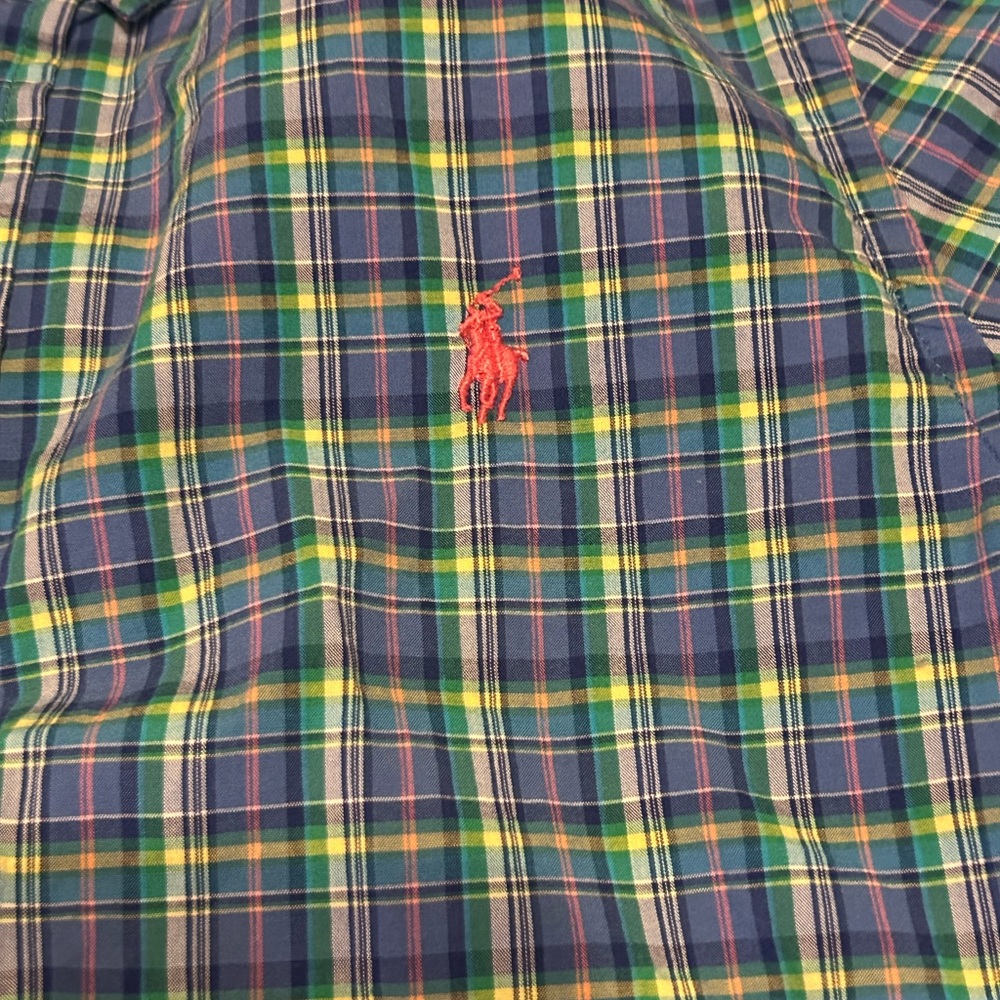 Boys Polo Plaid Cotton Poplin Shirt